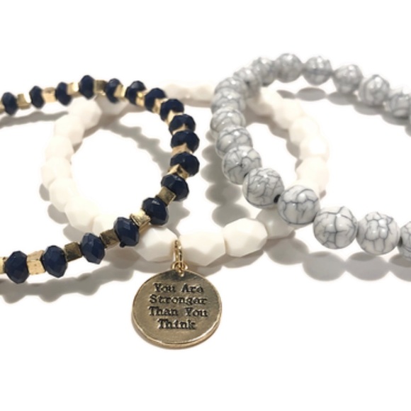 Lily Sky designs You Are Stronger Than You Think Set of 3 beaded Bracelets NWT - Picture 4 of 4